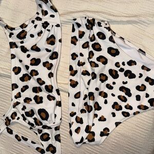 Xhilaration Black and White Bikini with Bold Animal Print